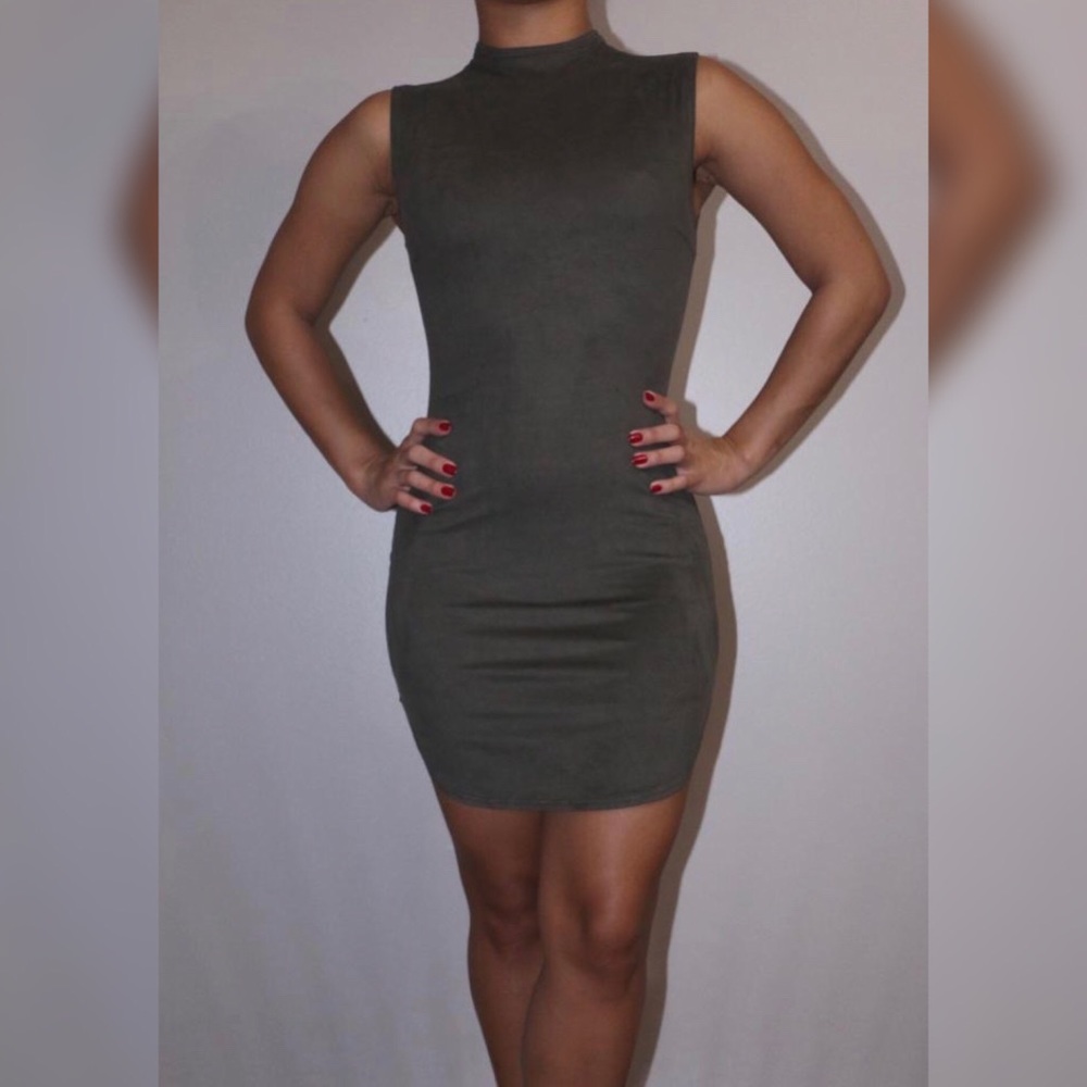 Suede hunter green mini dress